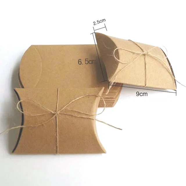 50PCS Cute Kraft Paper Pillow favor Box Wedding Party Favour Gift Candy Boxes Home Party Birthday Supply