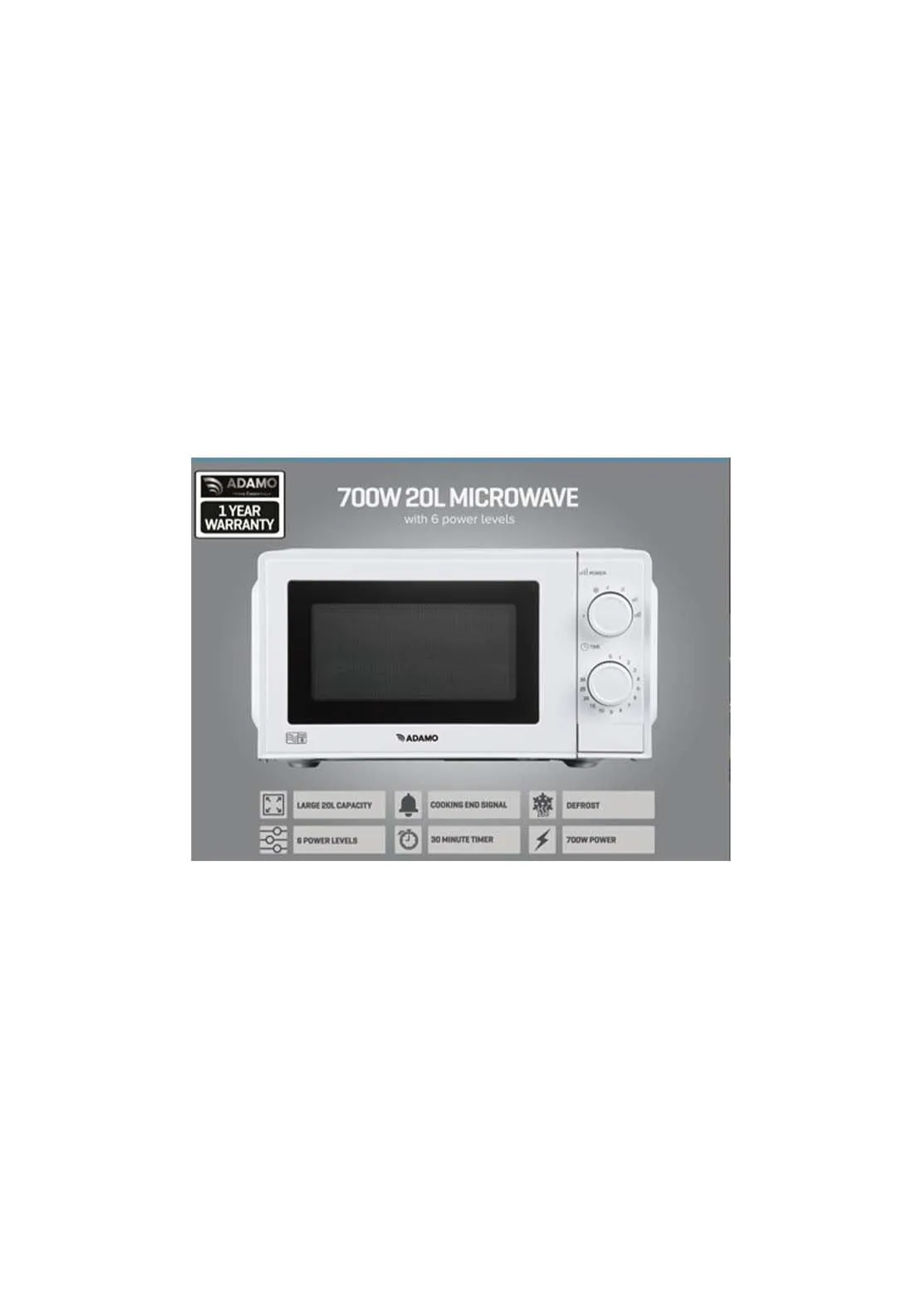 Adamo 20L Manual Microwave | Sda2637Ed - White