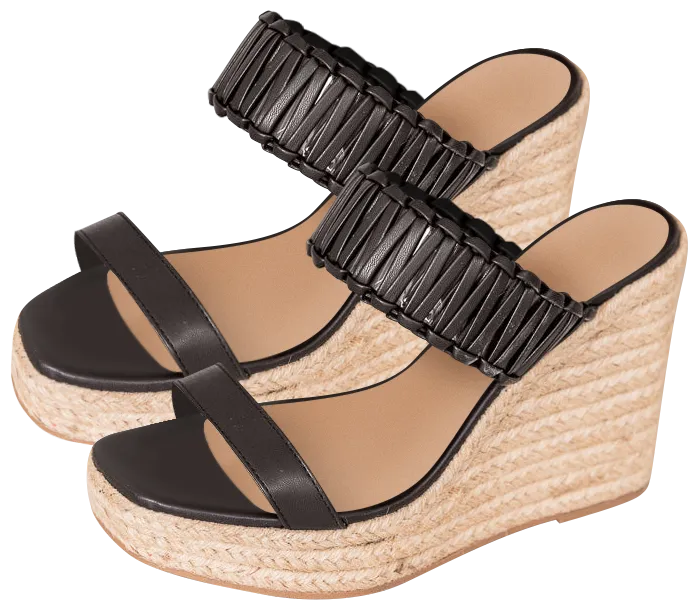 Alyssa Black Lucite Detail Wedges FINAL SALE