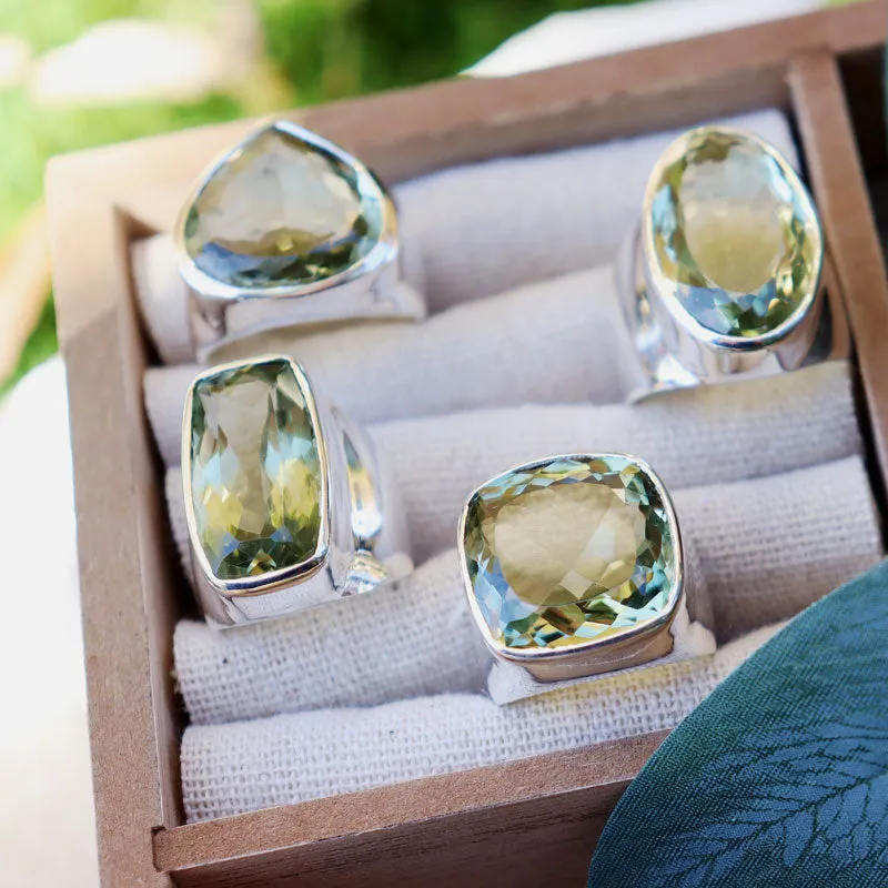 Aranya Green Amethyst Rectangle Ring