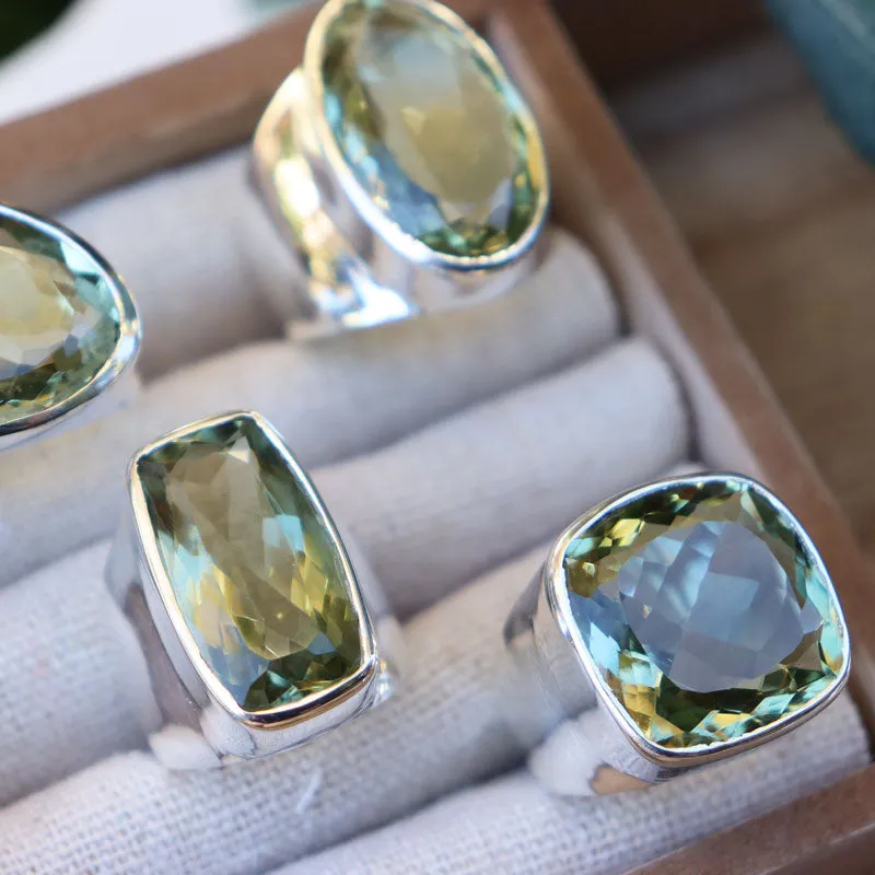 Aranya Green Amethyst Rectangle Ring