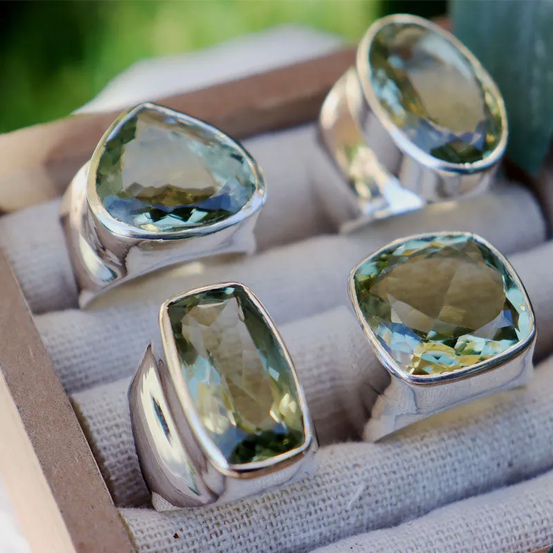 Aranya Green Amethyst Rectangle Ring