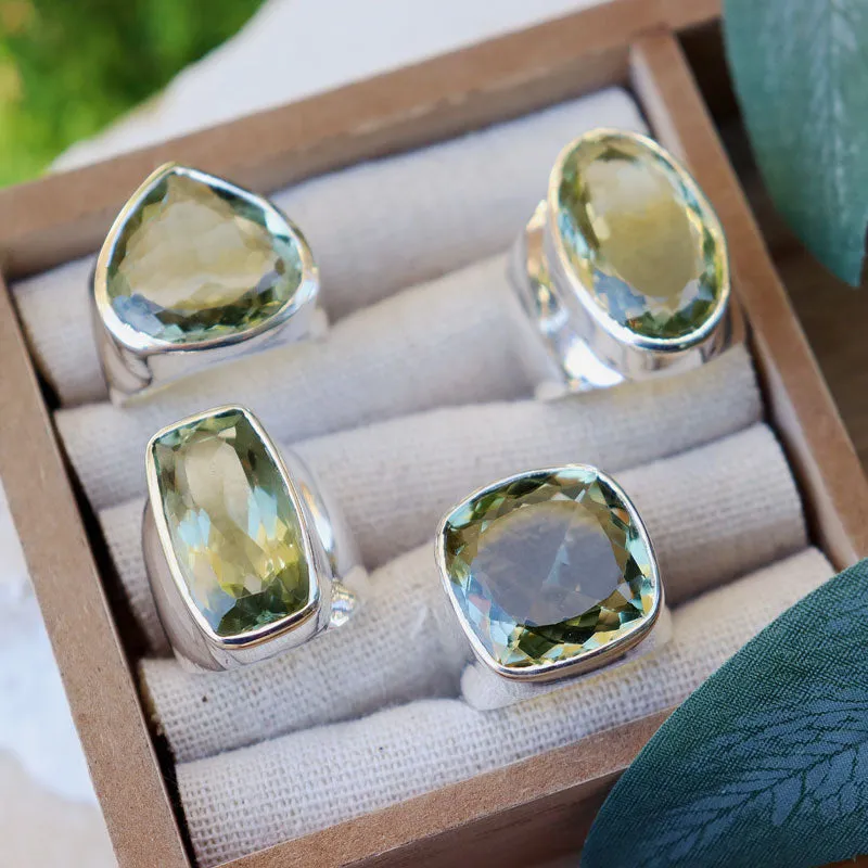 Aranya Green Amethyst Rectangle Ring