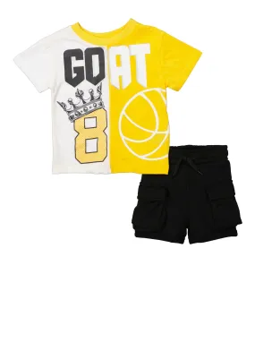 Baby Boys 0-9M GOAT 23 Graphic Tee and Cargo Shorts