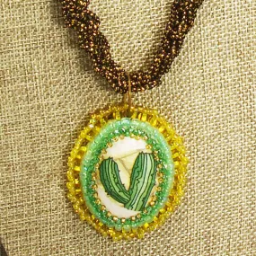 Calantha Bead Embroidery Pendant Kumihimo Necklace