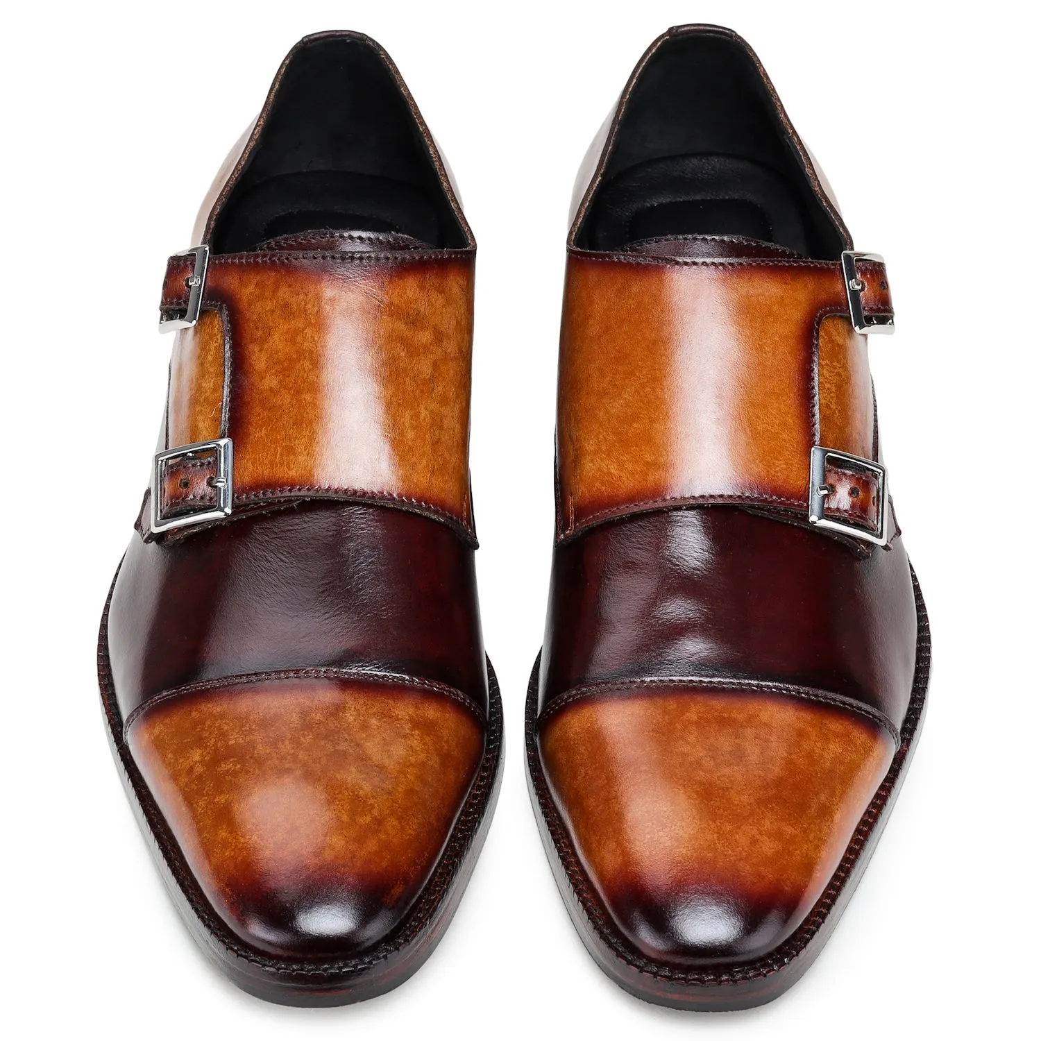 Captoe Double Monk Strap - Tan & Brown