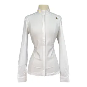 Cavalleria Toscana R-EVO L/S Competition Shirt w/Perforated Insert in White - Women's Large