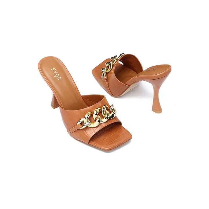 Chain Link High Comma Heel Sandal HL 124