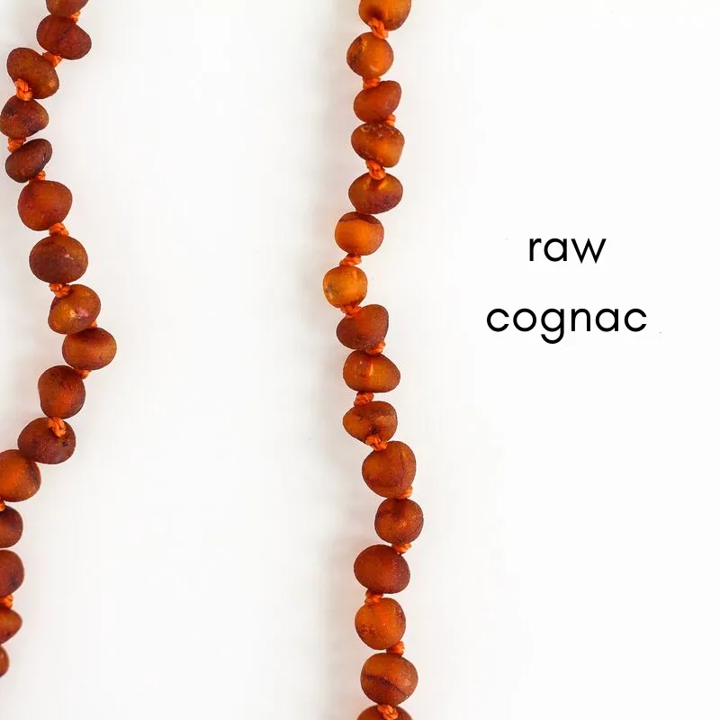 Child Baltic Amber Teething Necklace in Raw Cognac