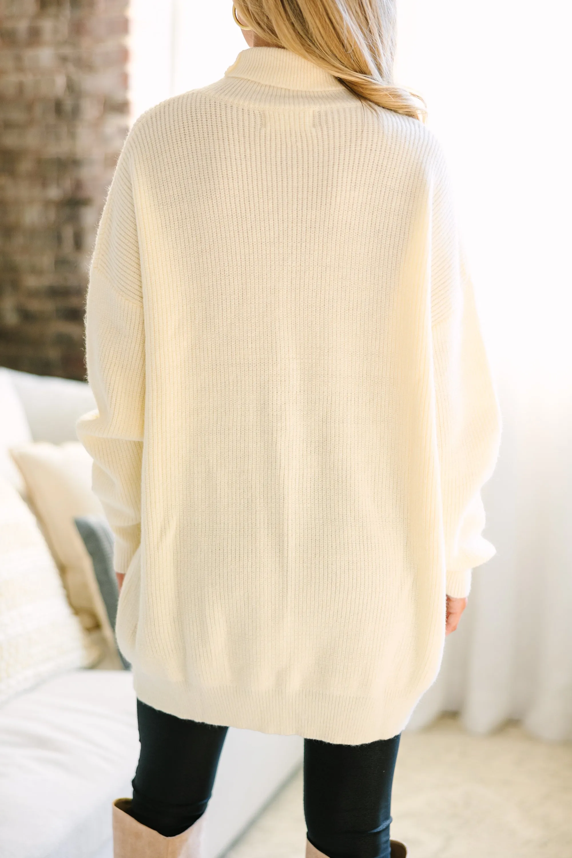 Classically You Ivory White Turtleneck Sweater