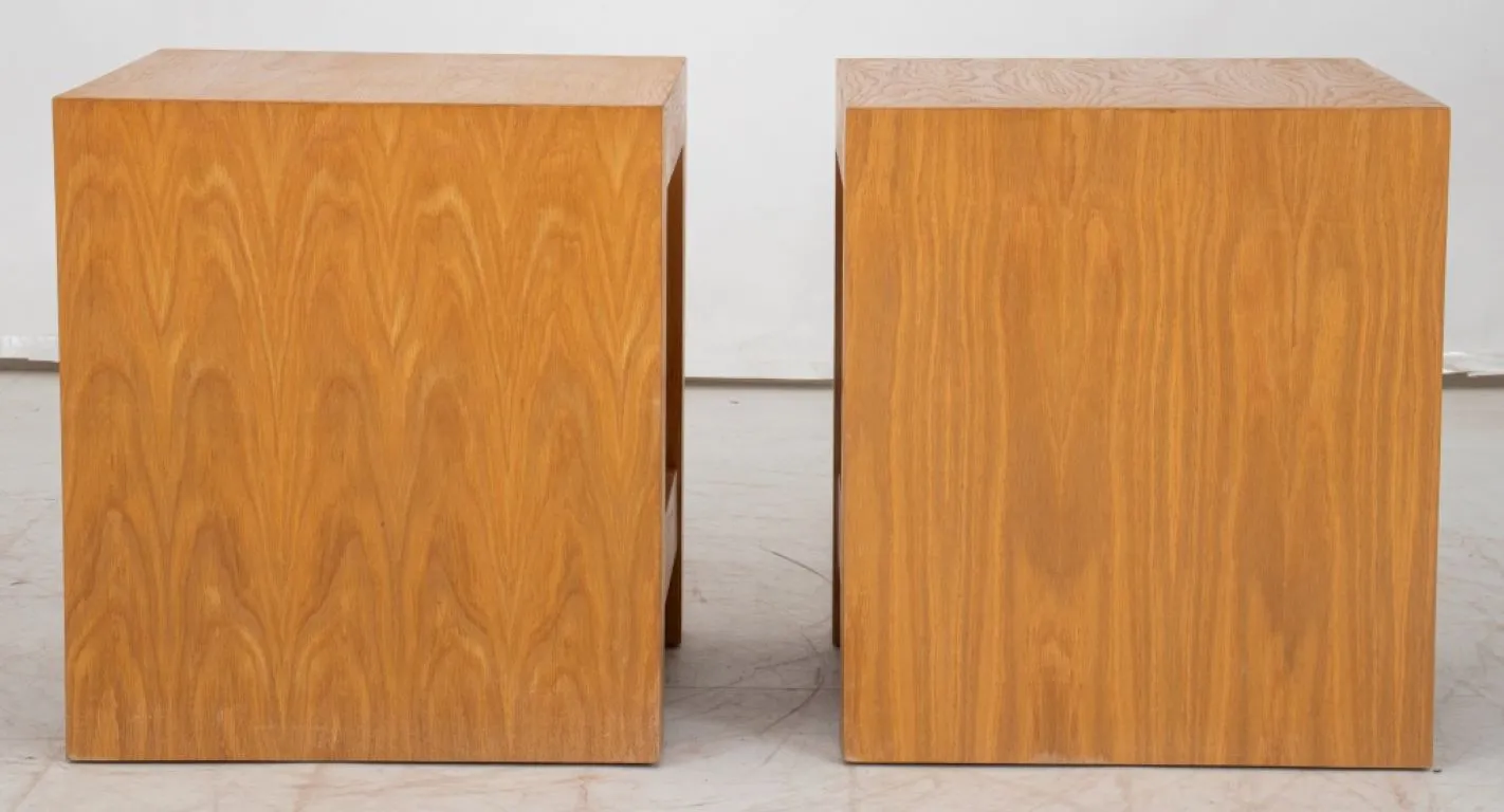 Composite Wood Cube End Tables, Pair