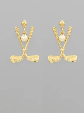 Crossed Clubs Earrings