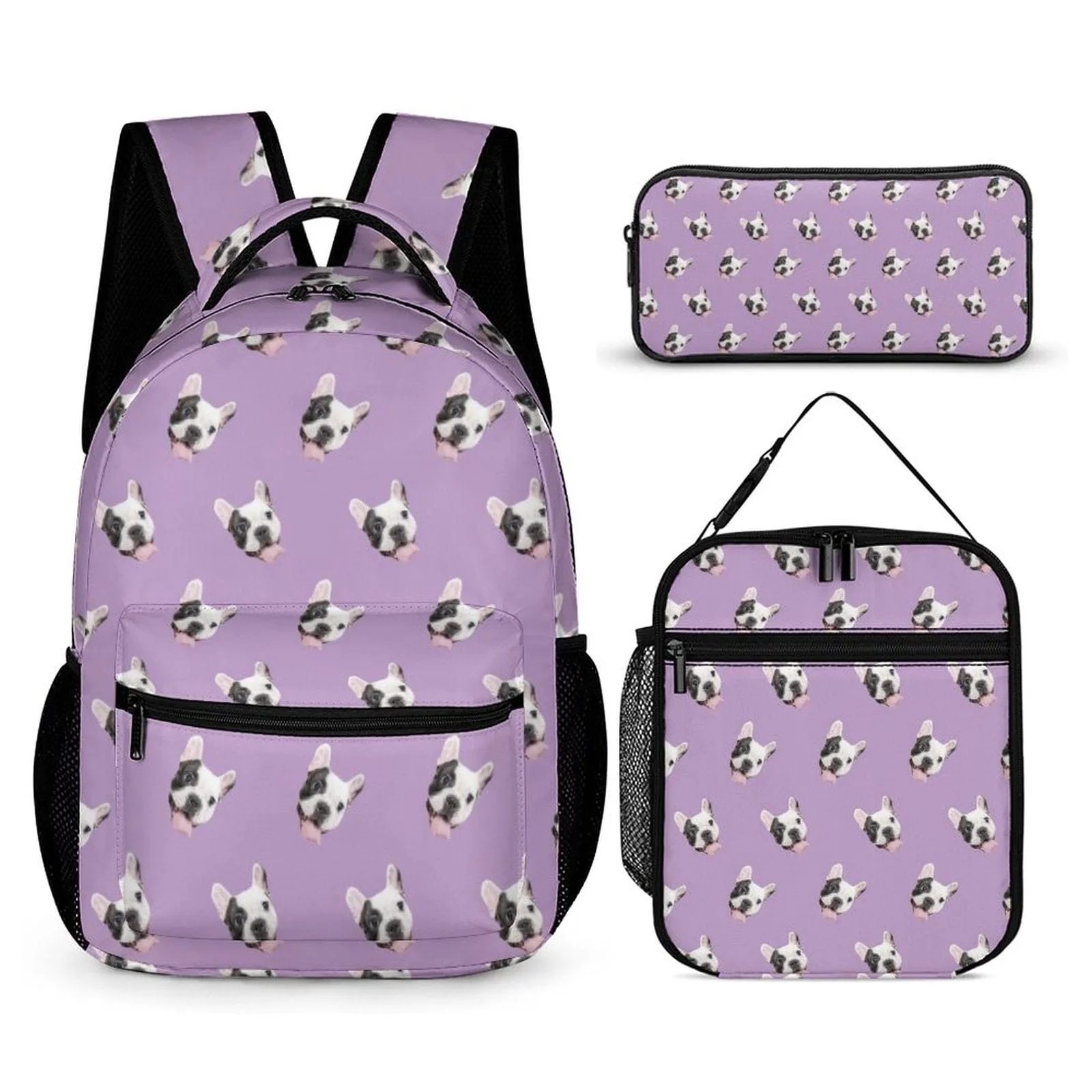 Custom Pet Face 3 in 1 Personalized School Backpack School Lunch Bag Pencil Case