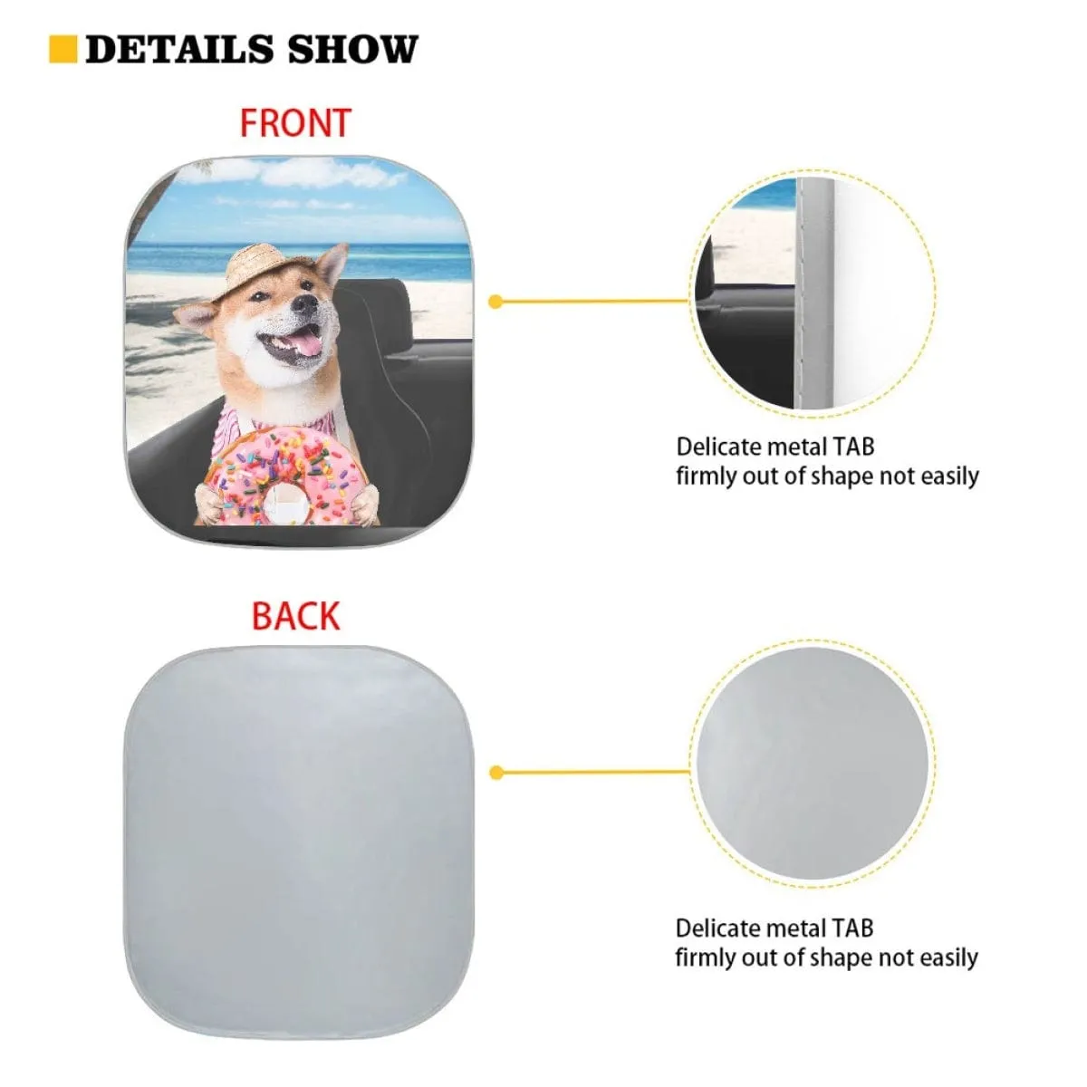 Custom Pet Photo Funny Car Windshield Sun Shade 2-Piece Personalized Car Front Sunshade