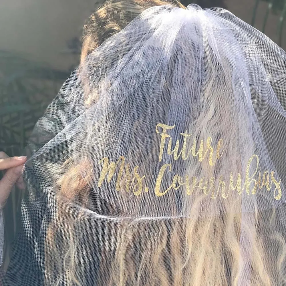 Custom Your Text Veil | Personalized Future Mrs  Veil | Bridal Shower Veil | Bachelorette Veil |Bride Veil