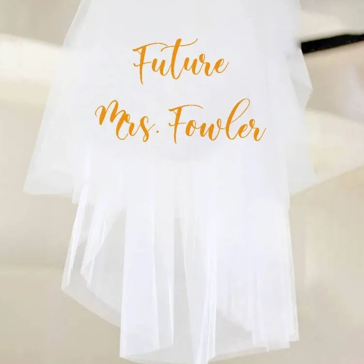 Custom Your Text Veil | Personalized Future Mrs  Veil | Bridal Shower Veil | Bachelorette Veil |Bride Veil