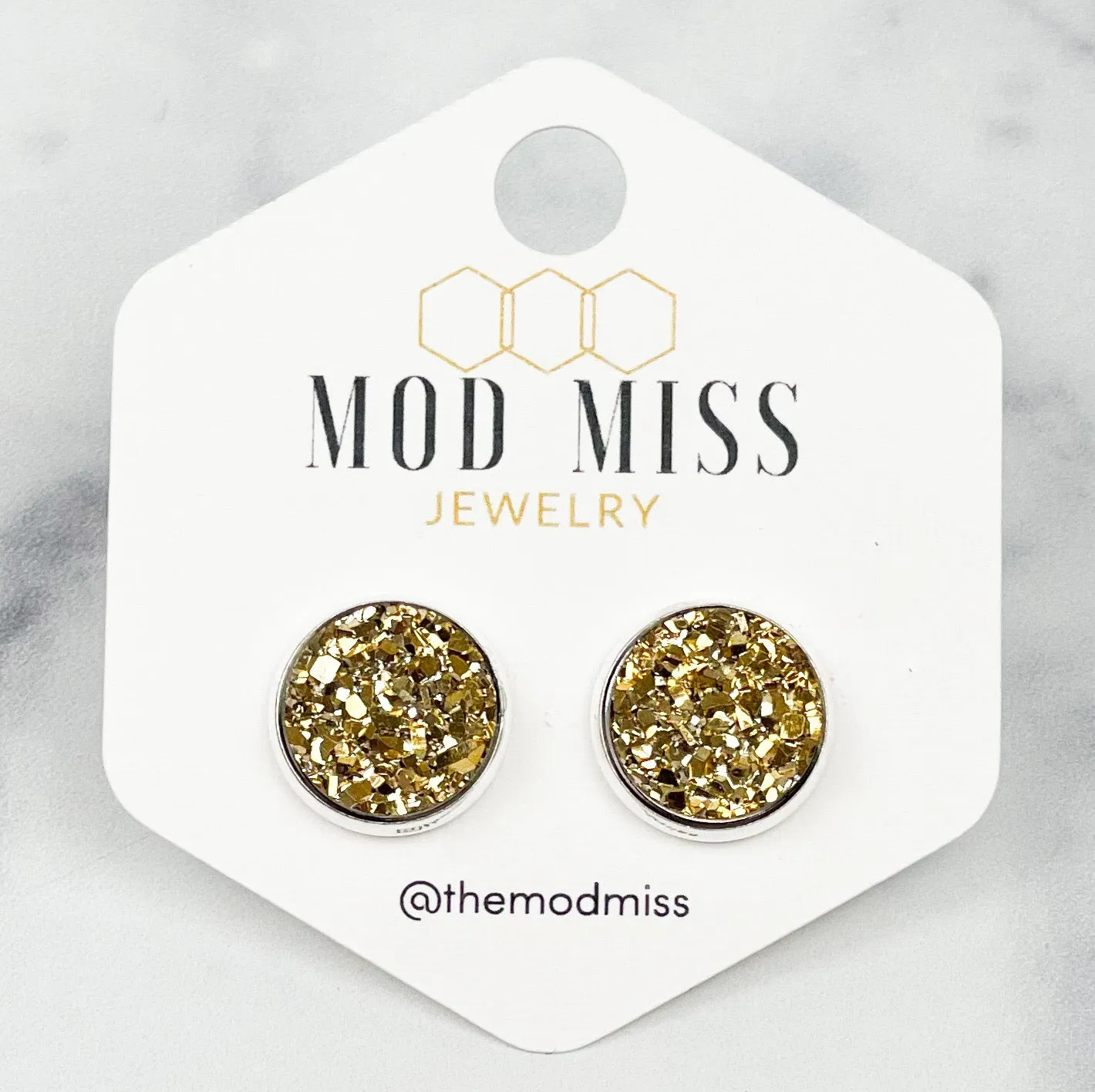 Druzy Stud Earring Gold