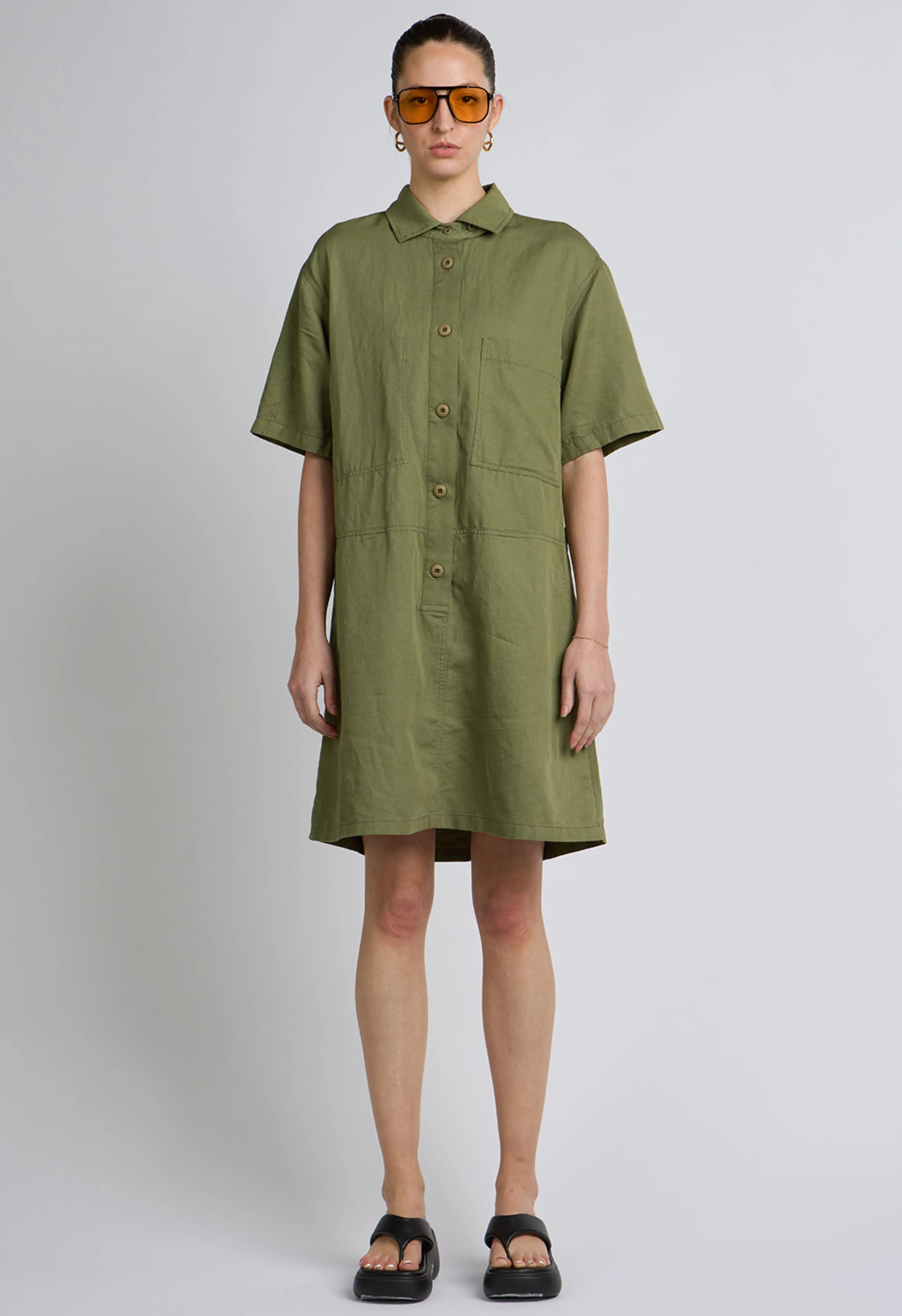 Dylan Linen Dress In Green