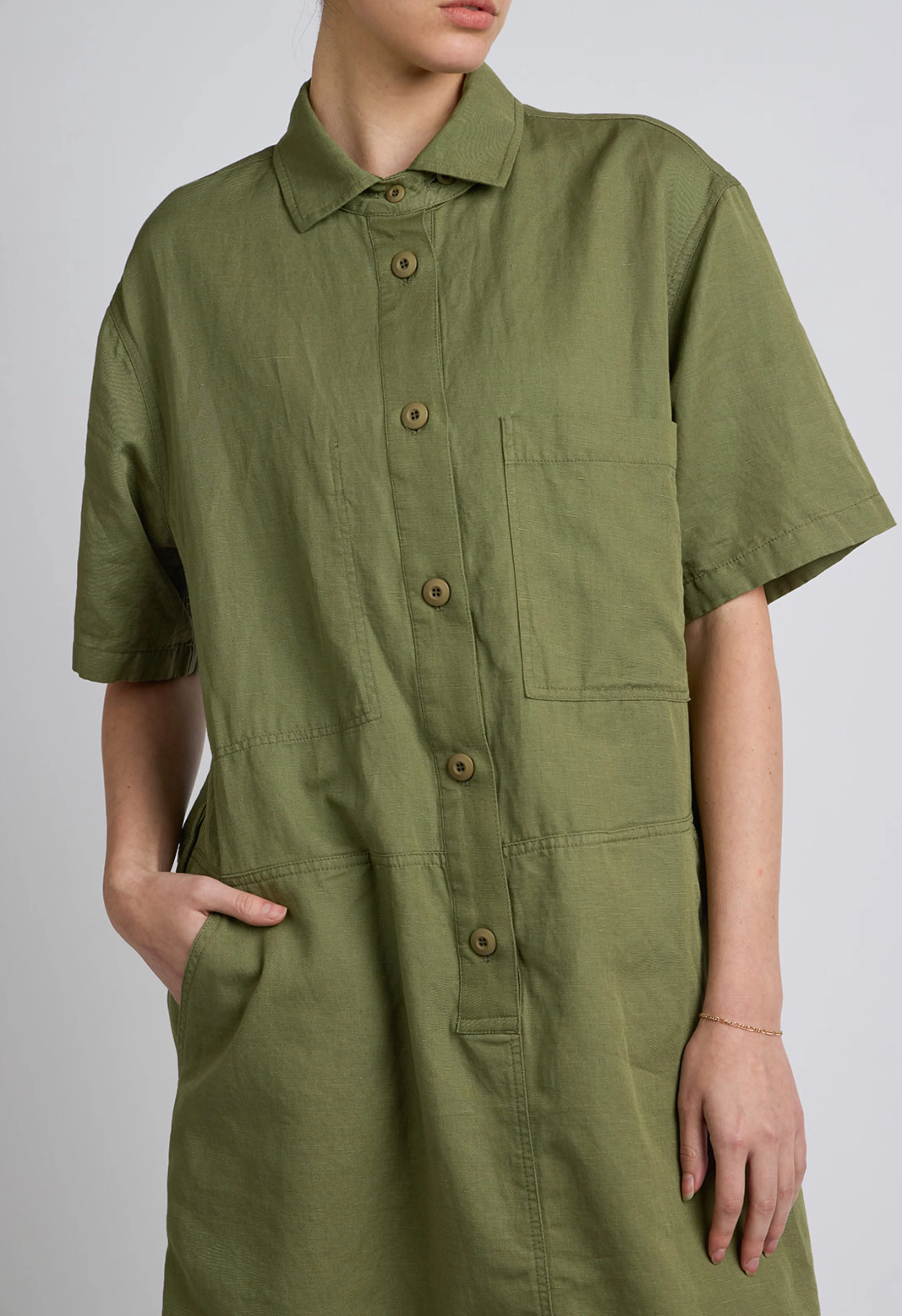 Dylan Linen Dress In Green