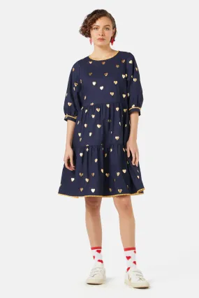 Gold Romance Smock Dress