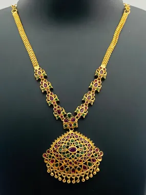 Gorgeous Gold Plated Premium Quality Ruby& Emerald Stones Necklace