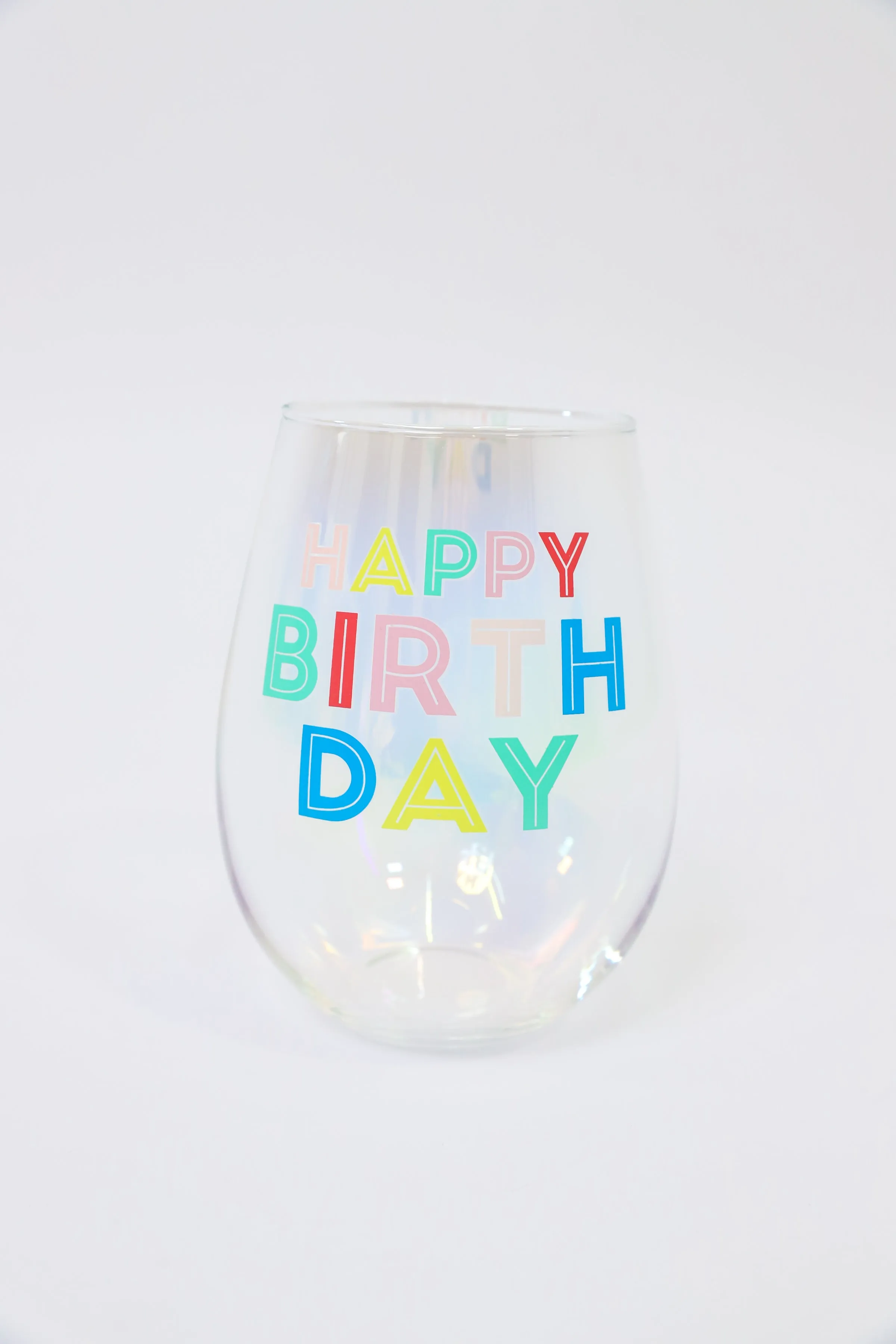 Happy Birthday Stemless Wine Glass