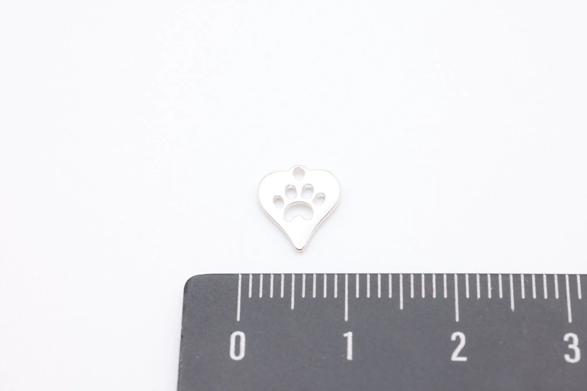 Heart Dog Cat Paw Charm, Sterling Silver, Paw Cut Out Charm, Animal Paw, Dog Foot Print