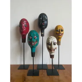 Javanese Wayang Peranakan Puppet Heads, Indonesia #81, #82, #83, #84, #85