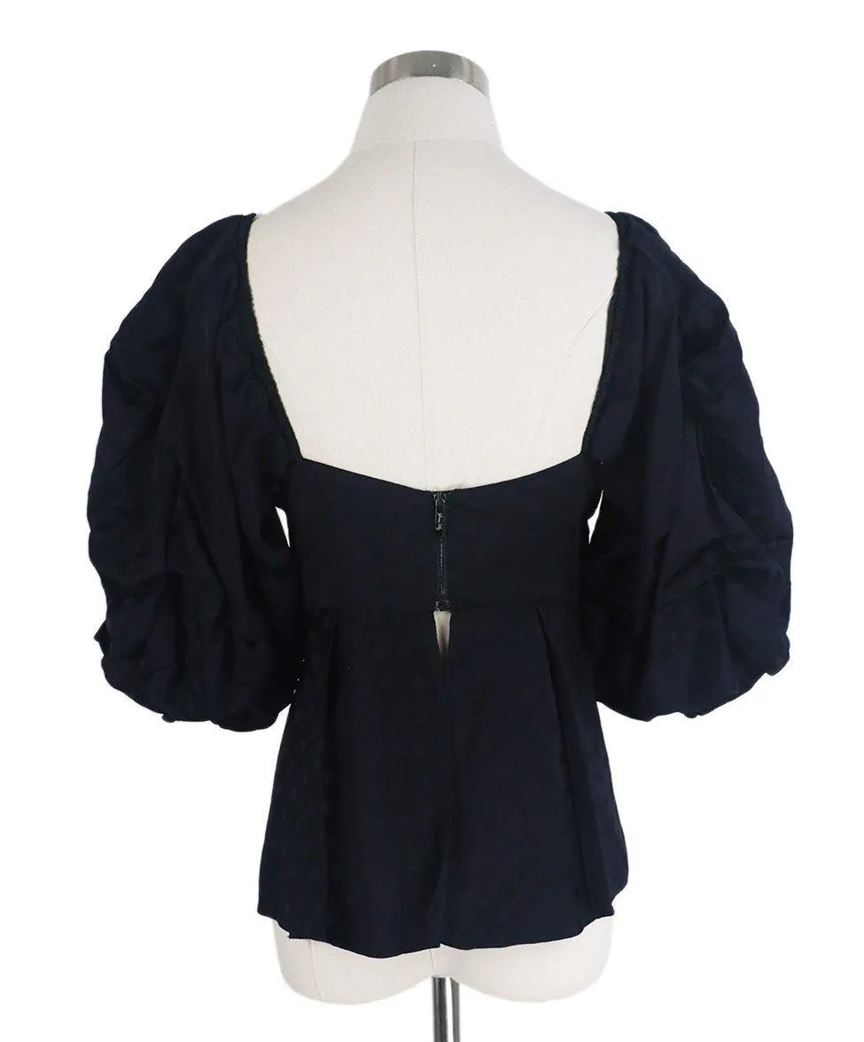 Johanna Ortiz Navy Silk Top sz 2