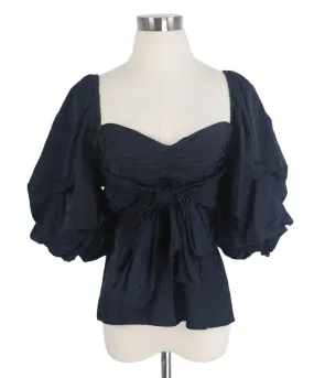 Johanna Ortiz Navy Silk Top sz 2