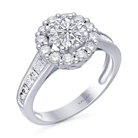 Kallati Legendary Round Halo Diamond Engagement Ring  in 14K White Gold