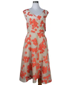 Lela Rose Orange & Beige Floral Dress sz 6