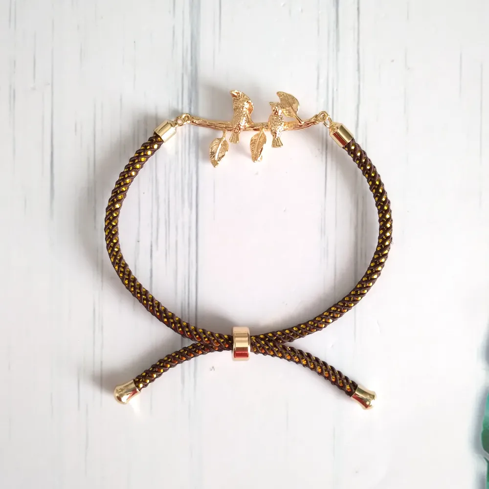 Olivia Lovebirds Metallic Cord Slider Bracelet