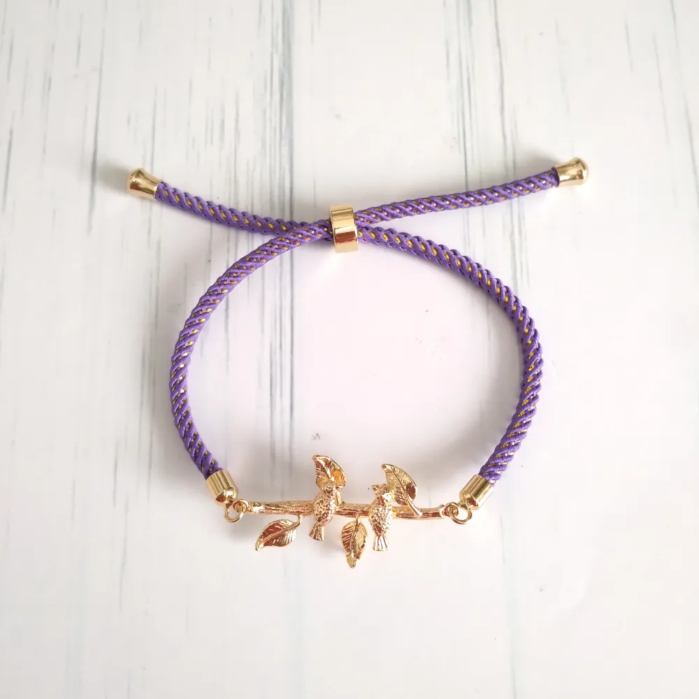 Olivia Lovebirds Metallic Cord Slider Bracelet