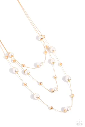 Paparazzi Glistening Gamut Gold Necklace & Earring Set