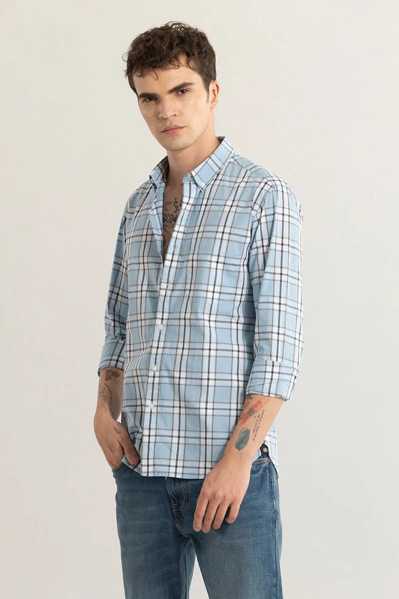 Parallel Grid Blue Checks Shirt