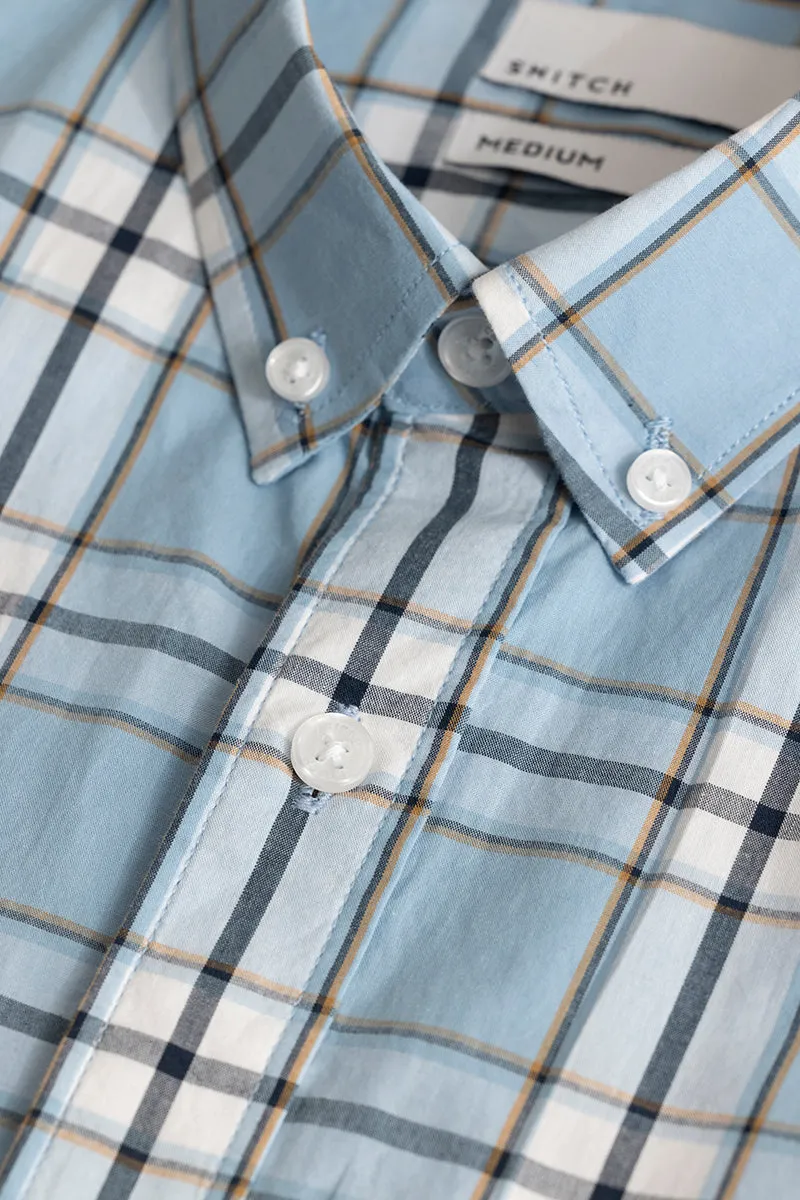 Parallel Grid Blue Checks Shirt