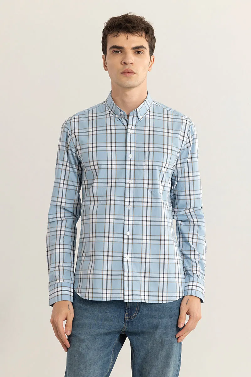 Parallel Grid Blue Checks Shirt