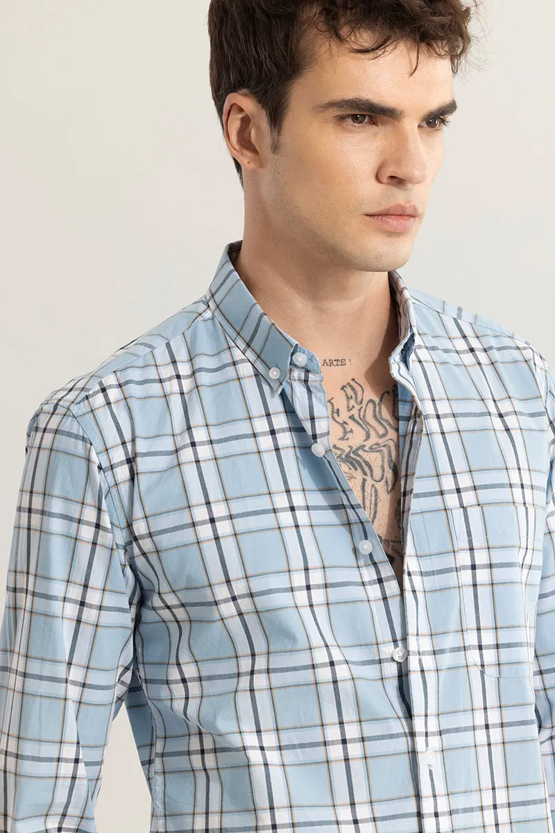 Parallel Grid Blue Checks Shirt