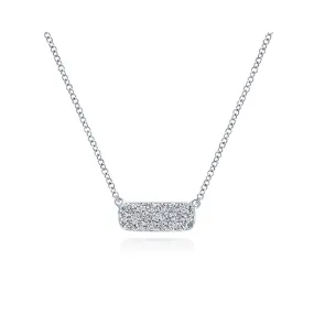 Petite Diamond Bar Necklace in White Gold