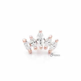 Prong Set Marquise CZ Tragus Cartilage Barbell Stud - Rose Gold