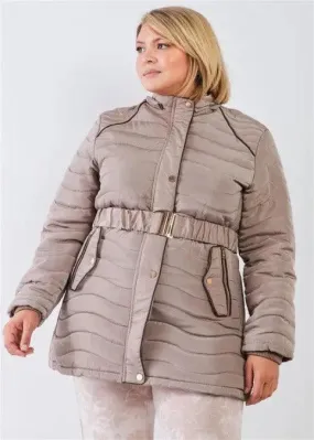 Quilt Faux-fur Detachable Hood Puffer Jacket