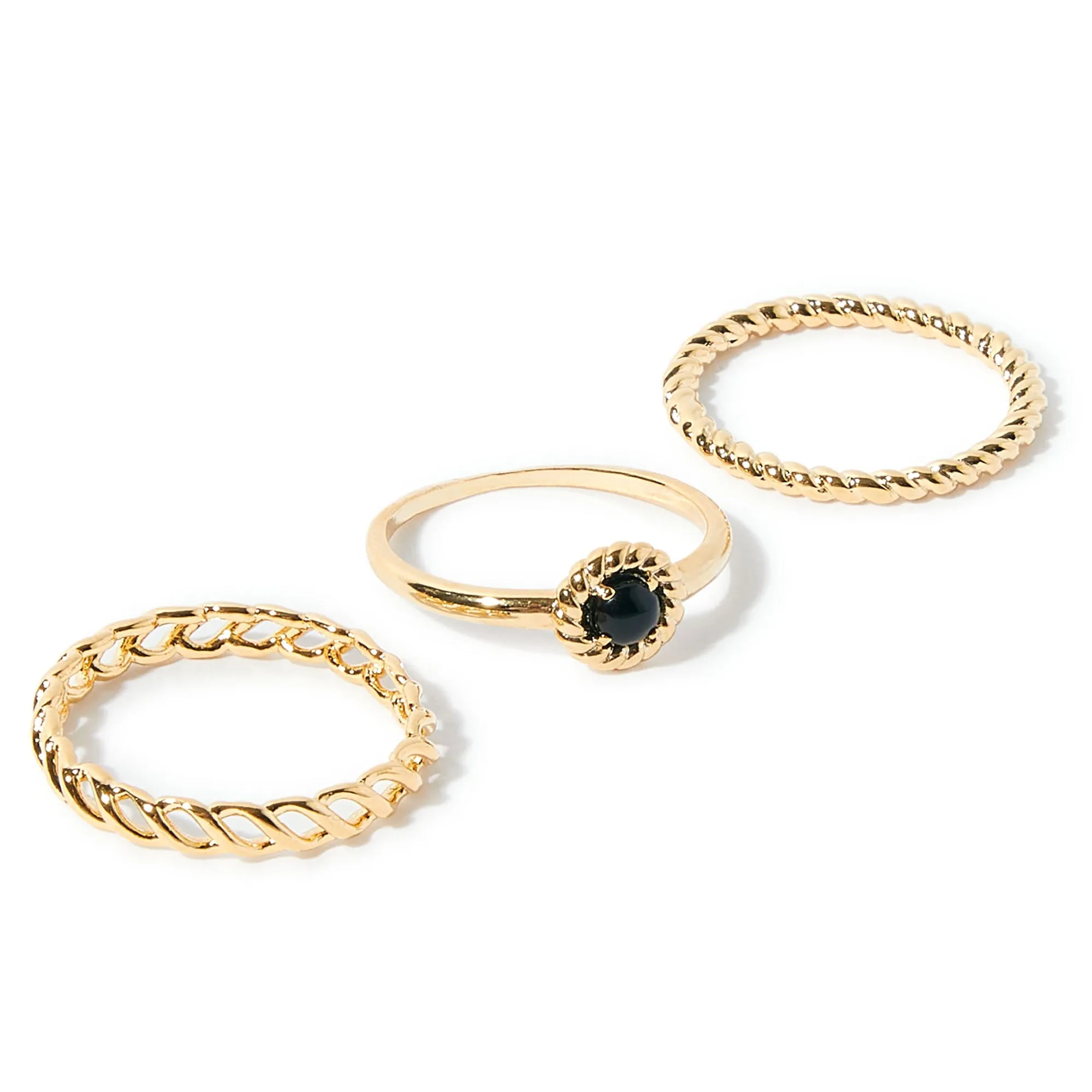 Real Gold Plated Set Of 3 Charm Ring For Women By Accessorize London-Medium