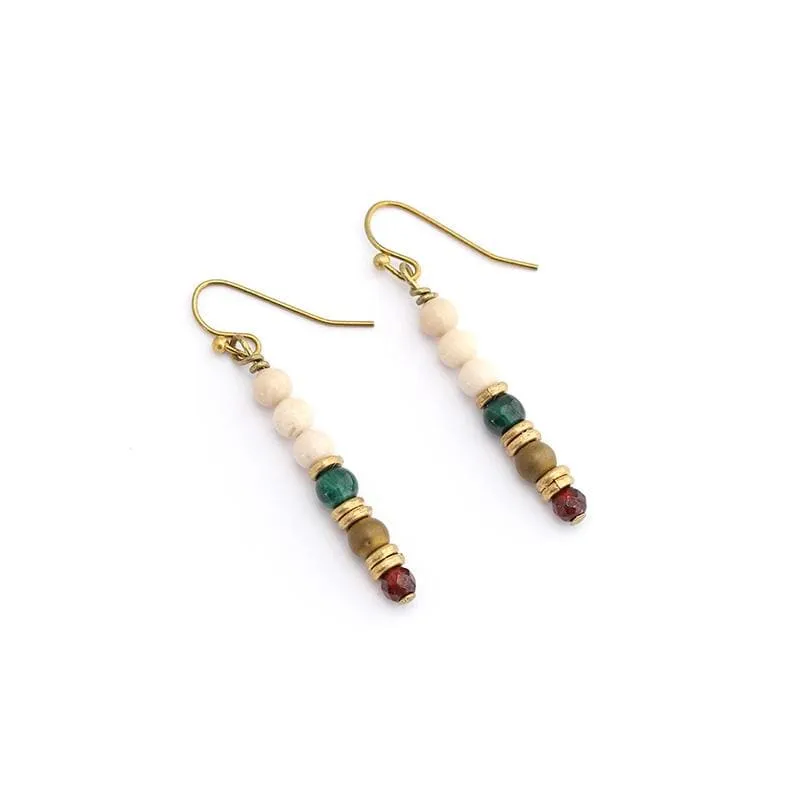 Riverstone Malachite and Garnet Earrings *Final Sale*