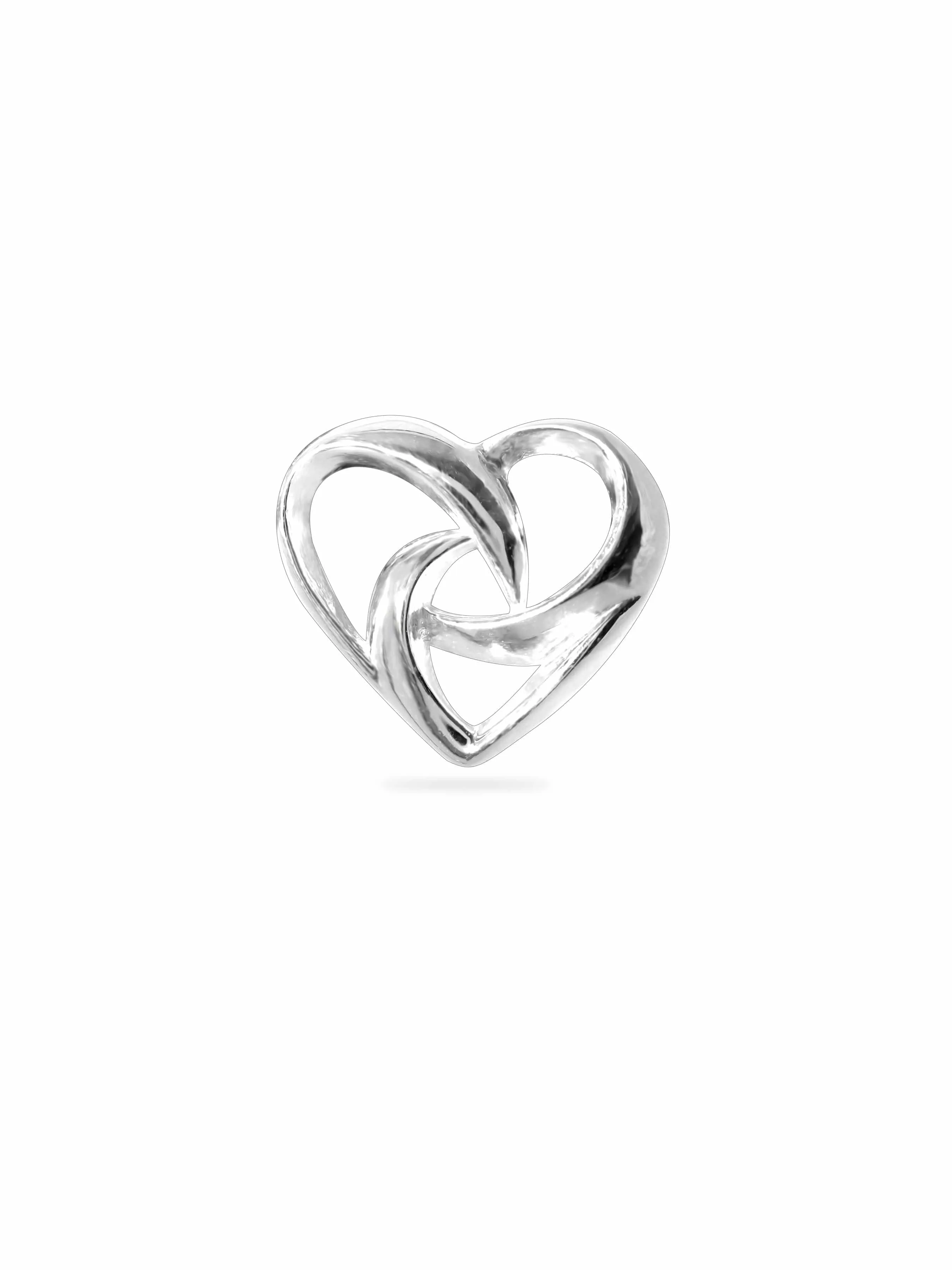 Rubans Silver Rhodium-Plated Heart Shaped Studs Earrings