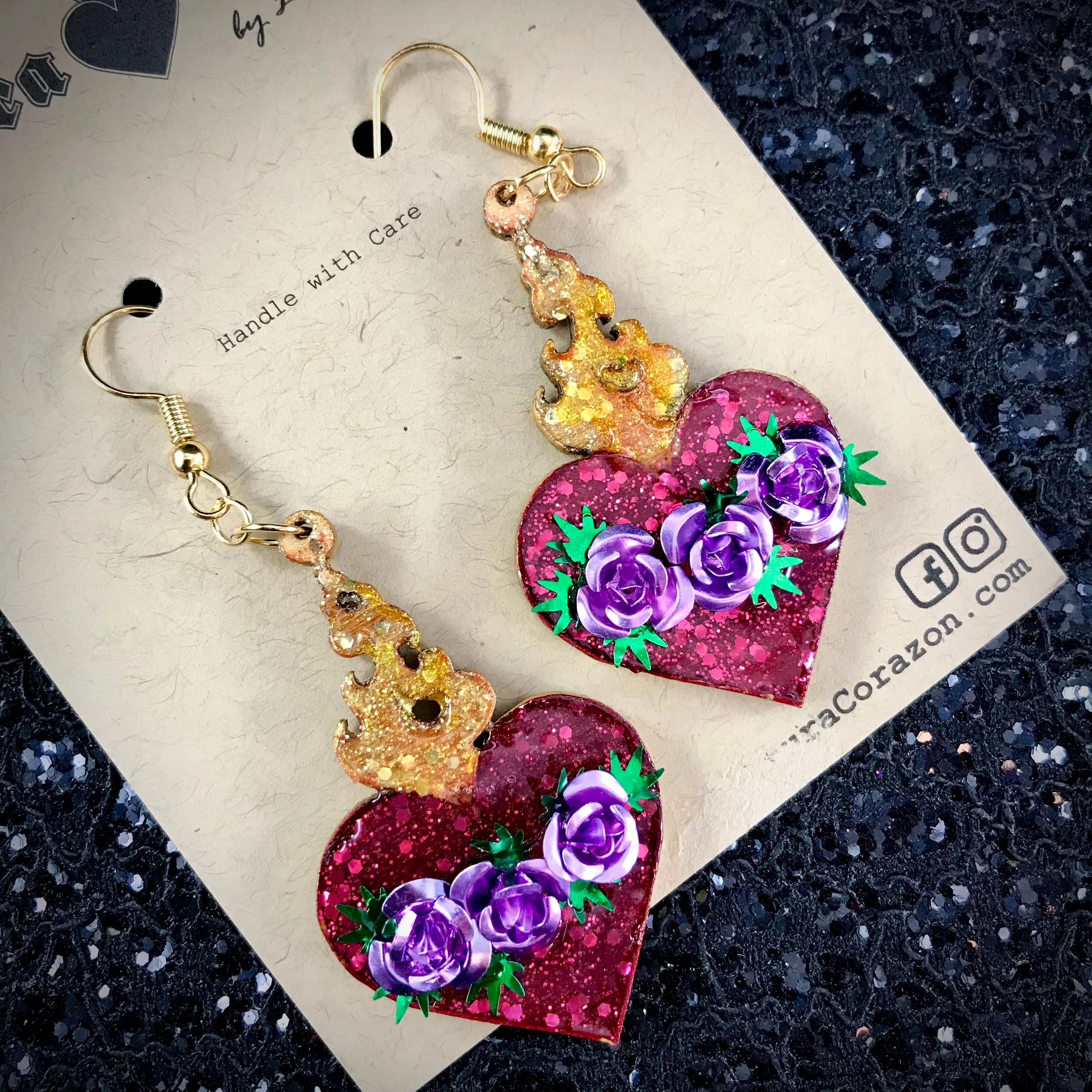 Sacred Sativa Heart Earrings