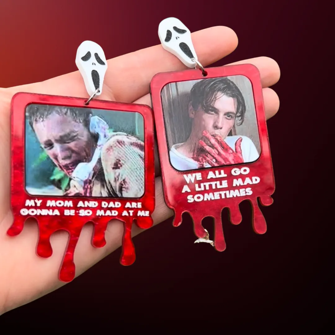 Scream Billy Loomis and Stu Macher Mismatched Dangle Earrings