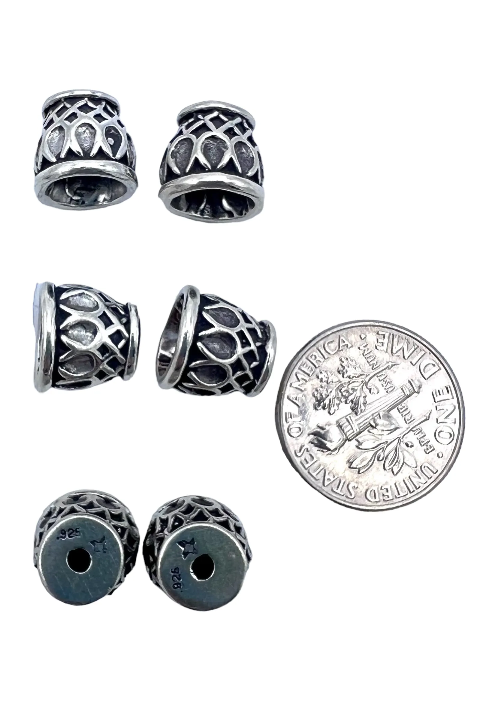 Sterling Silver Oxidized Bead Cap 10mm (Heavy) (Sold Per One Piece)