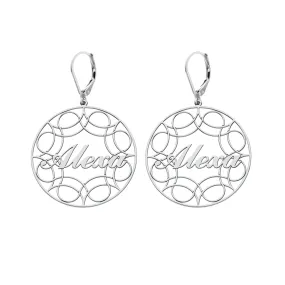 Sterling Silver Ribbon Hoop Name Earrings