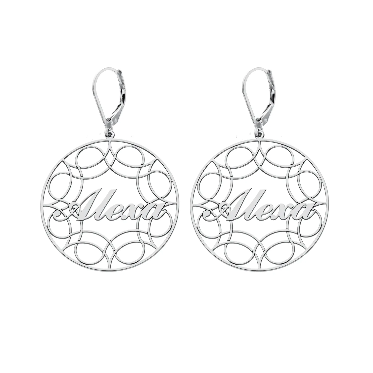 Sterling Silver Ribbon Hoop Name Earrings